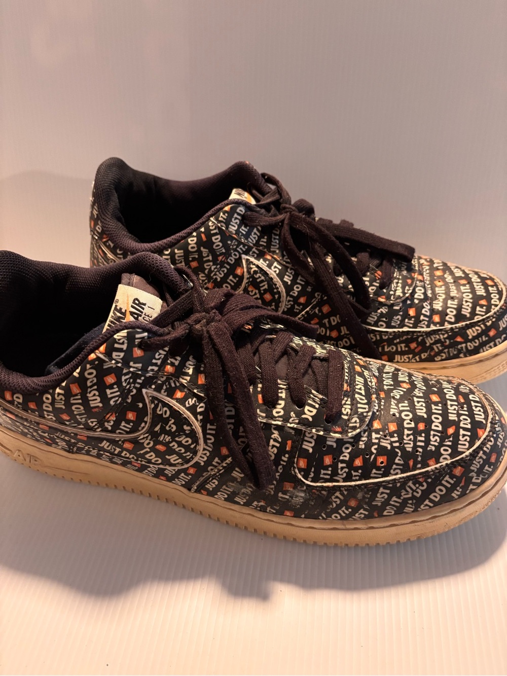 Nike Air Force 1 Low '07 LV8 'Just Do It' Pack Black sneakers in Men's Size 12.